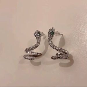 Cubic zircon snake stud earrings